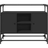  Komoda sa staklenom površinom crna 98x35x81 cm drvena | shoptok.hr