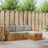  Set vanjskih sofa 4 kom. Prirodna i svijetlo siva Bijela 193,5 x 122,5 x 73 cm | shoptok.hr