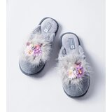 Gemre Gray warm slippers with flowers Moly | Shoptok.si