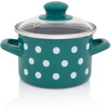 Metalac duboka šerpa BELE TUFNE NA ZELENOM 14cm/1,5lit | ePonuda.com