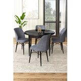 Hanah home Set Trpezarijski sto i 4 stolice, sivo-crna | Eponuda.ba