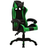 vidaXL racing stol z RGB LED lučkami zeleno in črno umetno usnje | Shoptok.si