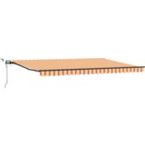 vidaXL Avtomatska retraktibilna tenda z LED rumena in oranžna 500x300 cm | Shoptok.si