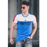 Madmext Men's Blue Color Block Printed T-Shirt 2975 Cene