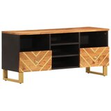 TV ormarić smeđe-crni 100 x 33,5 x 46 cm od masivnog drva manga | Eponuda.ba