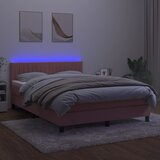  box spring s madracem LED ružičasti 140x190cm baršunasti | shoptok.hr