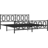  Metalni okvir kreveta uzglavlje i podnožje crni 193x203 cm | shoptok.hr