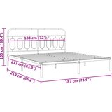  Metalni okvir za krevet s uzglavljem bijeli 183x213 cm | shoptok.hr