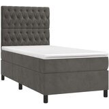 vidaXL Krevet box spring s madracem LED tamnosivi 90x190 cm baršun | shoptok.hr