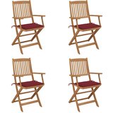 vidaXL zložljivi vrtni stoli 4 kosi z blazinami trden akacijev les | Shoptok.si