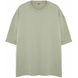Trendyol men's plus size basic mint oversize/wide-fit 100% cotton t-shirt Cene