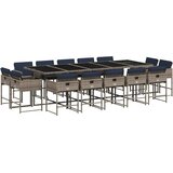  15-dijelni vrtni blagovaonski set s jastucima sivi poliratan | Eponuda.com