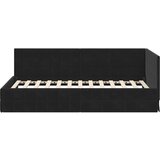 vidaXL Kutni okvir kreveta s uzglavljem Crna 100 x 200 cm Baršun | shoptok.hr