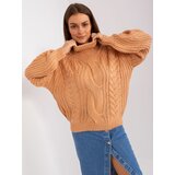Fashion Hunters Peach oversize sweater with cables Cene