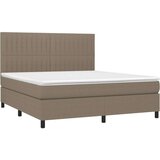  Box spring s madracem LED smeđesivi 160x200 cm tkanina | shoptok.hr