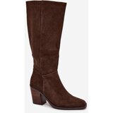 Zazoo Suede Knee High Boots With Zip Chocolate Lissara | shoptok.hr