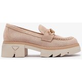 Resti Eco-suede moccasins with gold decoration in light brown Zaffix- Footwear | ePonuda.com