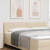  LED uzglavlje s dizajnom dijamantnih blokova krem 180 cm tkanina | shoptok.hr