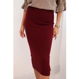 Kesi Włoski Women's viscose pencil skirt with an elastic waistband burgundy | shoptok.hr