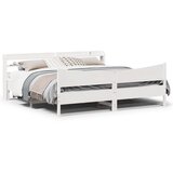  Okvir za krevet s uzglavljem bijeli 200x200 cm masivna borovina | shoptok.hr