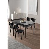 Hanah home Rasklopivi trpezarijski sto i stolice (5 delova) Exve Black Marble Black | Eponuda.com