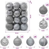  Set božićnih kuglica 36 kom. Siva 6 cm Polistiren | shoptok.hr
