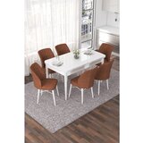 Hanah home nef - white, tile red whitetile red extendable dining table & chairs set (7 pieces) | ePonuda.com