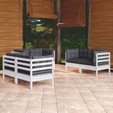 The Living Store Vrtna sedežna garnitura 6-delna z blazinami trdna borovina - Vrtna Sedežna Garnitura, (21424175) | Shoptok.si