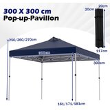 Vrt Sklopivi paviljon 3 x 3 m s 4 vreće pijeska, klinovima i užadima, plavi | shoptok.hr