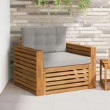  Set vanjskih sofa Čvrsto drvo akacije i poliester Prirodna - Prirodna i svijetlo siva Široka ravnina | shoptok.hr