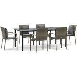  7-dijelni vrtni blagovaonski set crno-sivi od poliratana | shoptok.hr