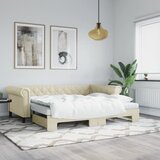  Dnevni krevet na razvlačenje krem 90 x 200 cm od umjetne kože | shoptok.hr