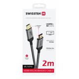 Swissten kabel HDMI 2.1, 120Hz, 48GB/s, 8K, 2m, pozlaćeni konekori, crni | shoptok.hr