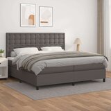 vidaXL box spring postelja z vzmetnico siva 200x200 cm umetno usnje, (20761105) | Shoptok.si