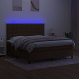  Krevet box spring s madracem LED tamnosmeđi 160x200 cm tkanina | shoptok.hr