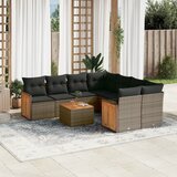  9-dijelni set vrtnih sofa od poliratana s jastucima sivi | shoptok.hr