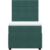 vidaXL Box spring postelja z vzmetnico temno zelen 90x190 cm žamet | Shoptok.si