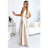 Numoco Elegant long satin dress with neckline | Shoptok.si