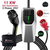 JUNSUN Tip 2 EV Polnilni Kabel za Električna Vozila – 3-Fazni 11KW, Nastavljiv Tok, Prenosni Polnilec 6M s CEE16A Vtičnico in Torbico (6/8/10/13/16A), (22127985) | Shoptok.si