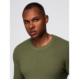 Ombre Structured men's sweater with round neckline - olive | Shoptok.si