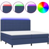  box spring s madracem LED plavi 200x200 cm od tkanine | shoptok.hr