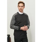 ALTINYILDIZ CLASSICS Men's Anthracite Standard Fit Normal Cut Half Turtleneck Jacquard Knitwear Sweater. Cene