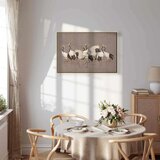  Slika - Crane dance – bright silhouettes of birds against a warm grey background with texture 90x60 U prirodnom drvenom okviru | shoptok.hr