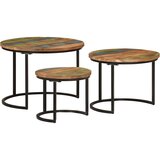  Uklapajući stolići 3 kom od masivnog obnovljenog drva Šarena Ø 35 x 29 cm | shoptok.hr