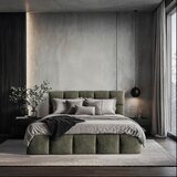 MID.YOU OBLAZINJENA POSTELJA 140 cm x 200 cm , les, tekstil, leseni material siva | Shoptok.si
