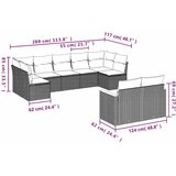  9-dijelni set vrtnih sofa s jastucima crni od poliratana | shoptok.hr