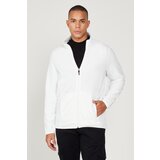 AC&Co / Altınyıldız Classics Men's White Anti-pilling Anti-Pilling Standard Fit Bato Collar Sweatshirt Fleece Jacket. Cene