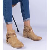 D/CEO marka niezdefiniowana Brown flat ankle boots with a cutout and a buckle Savaner | ePonuda.com