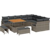 vidaXL 12-dijelni vrtni sofa set s jastučićima Siva Poli ratan Akacija | shoptok.hr
