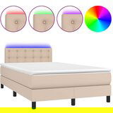 vidaXL Box spring postelja z vzmetnico LED kapučino 120x190 cm, (21111624) | Shoptok.si